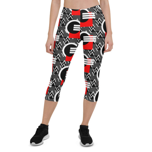 Origen Destination |On-Arrival Point of Origen Symbol-inspired Black/Red/White Capri Leggings