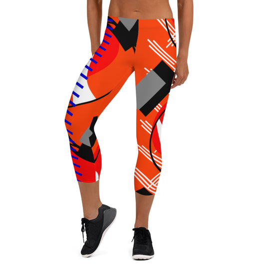 Origen Destination |On-Arrival Point of Origen Symbol-inspired Orange/Multi-color Capri Leggings