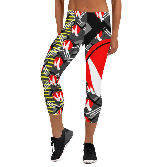 Origen Destination |On-Arrival Point of Origen Symbol-inspired Gray/Yellow/Multi-color Capri Leggings