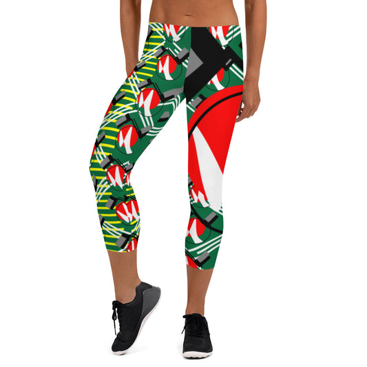 Origen Destination |On-Arrival Point of Origen Symbol-inspired Green/Yellow/Multi-color Capri Leggings