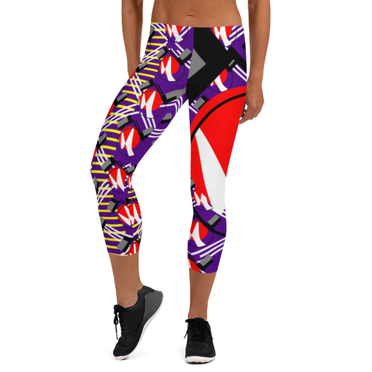 Origen Destination |On-Arrival Point of Origen Symbol-inspired Purple/White/Multi-color Capri Leggings