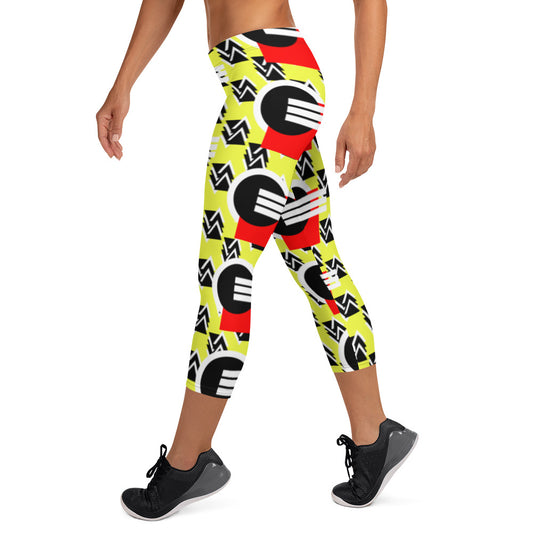 Origen Destination |On-Arrival Point of Origen Symbol-inspired Yellow/Black/Red Capri Leggings