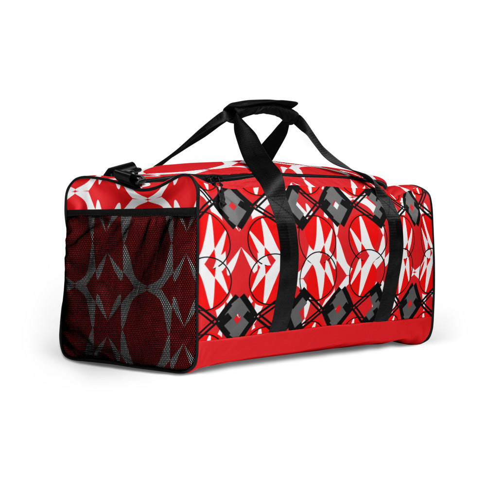 Origen Destination |On-Arrival Point of Origen Symbol-inspired Red Duffle bag