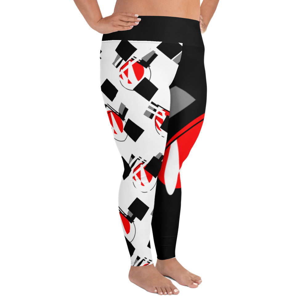 Origen Destination |On-Arrival Point of Origen Symbol-inspired Women’s Black/White Full-figured Leggings