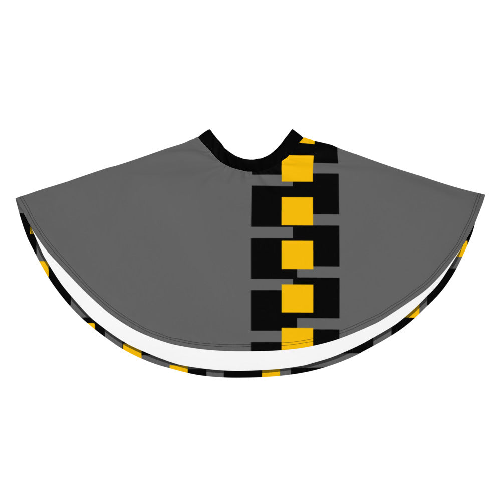 Origen Destination |On-Arrival Point of Origen Symbol-inspired Gray/Yellow/Black Flare Skirt