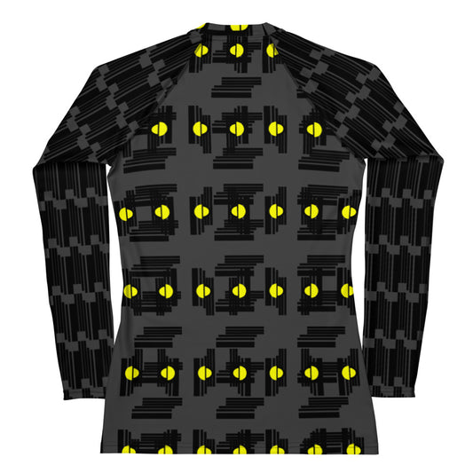 Origen Destination |On-Arrival Point of Origen Women's Gray/Yellow Sphere Symbol-inspired Rash Guard