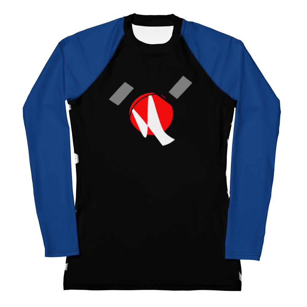 Origen Destination |On-Arrival Point of Origen Symbol-inspired Women's Black/Blue Rash Guard