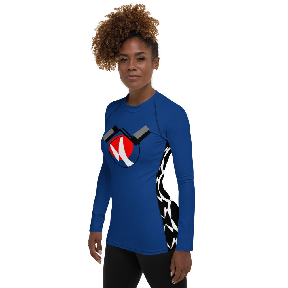 Origen Destination |On-Arrival Point of Origen Symbol-inspired Women's Blue Rash Guard