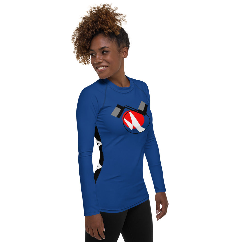 Origen Destination |On-Arrival Point of Origen Symbol-inspired Women's Blue Rash Guard