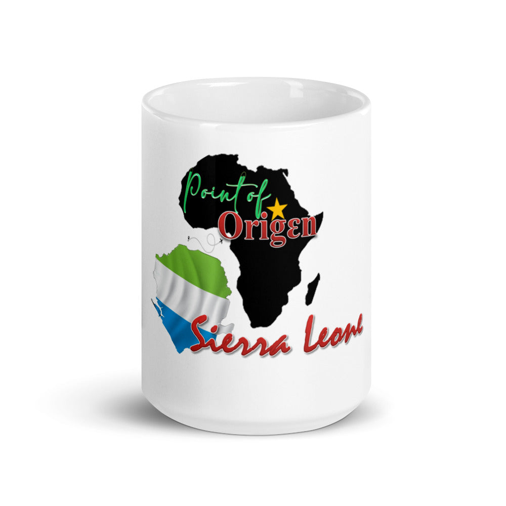 Origen Destination On-Arrival Point of Origen Sierra Leone White glossy mug