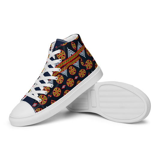 Origen Destination |On-Arrival Point of Origen African Symbol-inspired Women’s high top canvas shoes