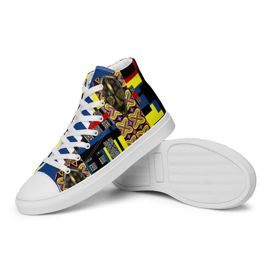 Origen Destination |On-Arrival Point of Origen African Symbol-inspired Women’s high top canvas shoes